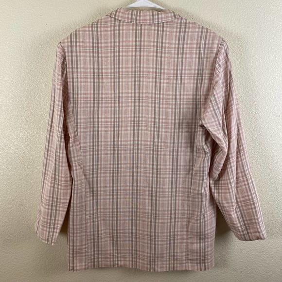 Vintage Rampage Pink Rayon Plaid Oversized Blazer - Picture 3 of 12
